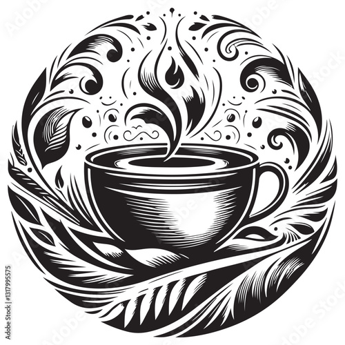 Silhouette cup of coffee icon vector illustration isolated premium design in white background 45