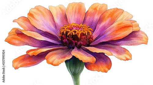 zinnia clipart isolated watercolor element illustration detailed illustration