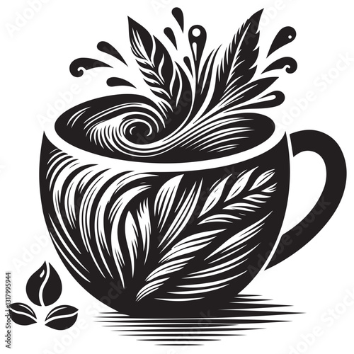 Silhouette cup of coffee icon vector illustration isolated premium design in white background 48