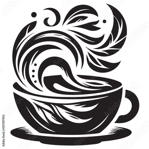 Silhouette cup of coffee icon vector illustration isolated premium design in white background 63
