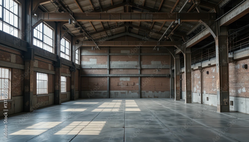 Spacious Industrial Loft with Large Windows and Concrete Floor Spacious Industrial Loft with Large Windows and Concrete Floor