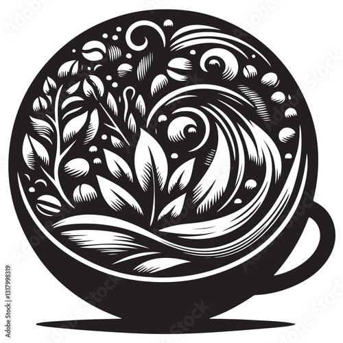 Silhouette cup of coffee icon vector illustration isolated premium design in white background 65
