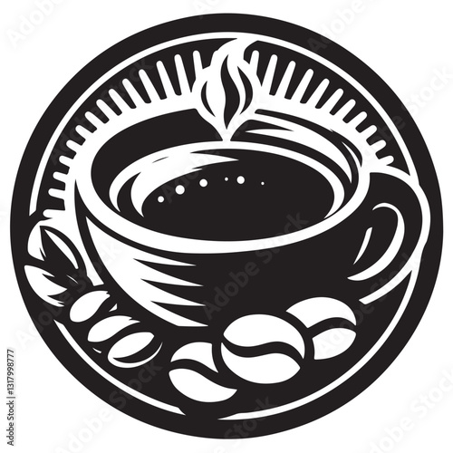 Silhouette cup of coffee icon vector illustration isolated premium design in white background 72