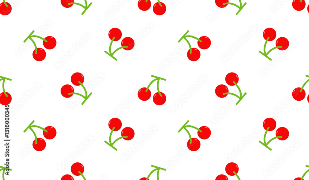 Seamless red cherry pattern design, flat cherry pattern template vector. Seamless red cherry pattern design, flat cherry pattern template vector.