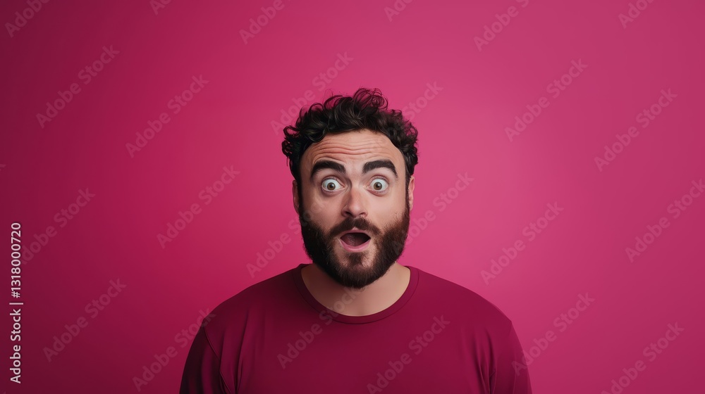 Obraz premium A bearded man with a look of astonishment or surprise