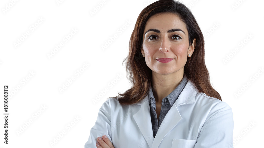 Portrait of a professional specialist female doctor in a lab coat, isolated on transparent background. Portrait of a professional specialist female doctor in a lab coat, isolated on transparent background.