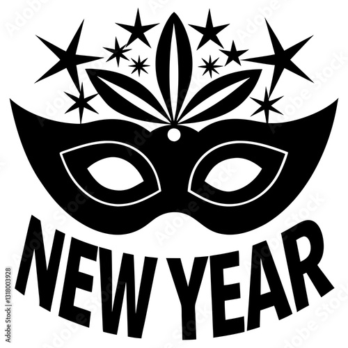 Set of carnival masks with silhouette icons of masquerade masks vector art illustration