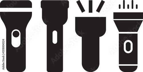 Flashlight icons set. Isometric set of flashlight vector icons for web design isolated on white background