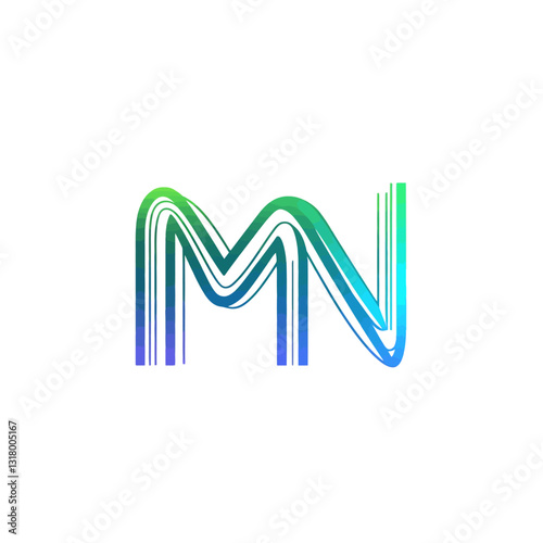 Creative Logo Design with Colorful Gradient MN Lettering on White