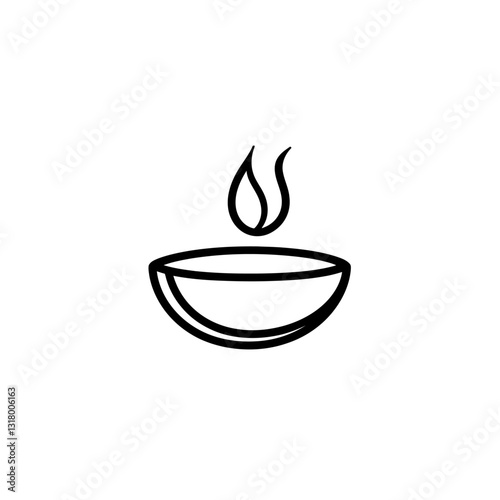 Diya Lamp Icon Symbol Black and White Simple Illustration Design