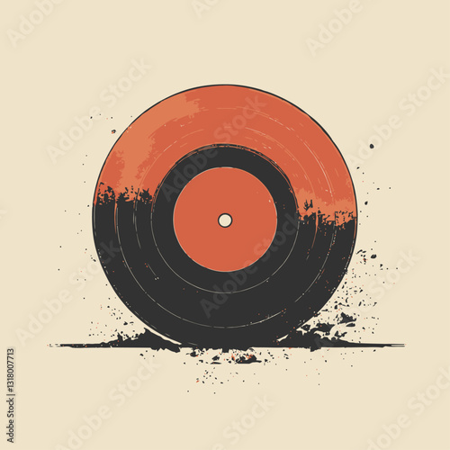 Orange and Black Vinyl Record Rolling, Music and Art Concept