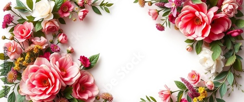 Elegant floral wreath wedding invitation card template design with lush blooms and greenery, stationery, flowers