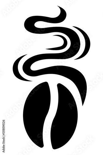 icon of a coffee bean releasing steam symbolizing the aroma and warmth of freshly brewed coffee.