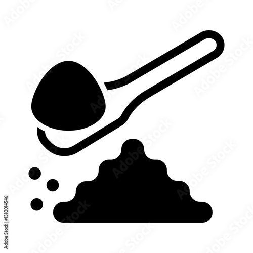 icon a spoon scooping coffee powder symbolizing coffee preparation measurement or instant coffee use.