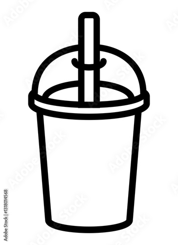 icon of a takeaway iced coffee cup with a straw and a dome lid symbolizing cold beverages like iced coffee or smoothies.