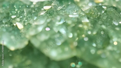 Green Aventurine crystals with a sparkling, textured surface mineral pattern texture beauty. Filled stone background for advertising. Macro lens.