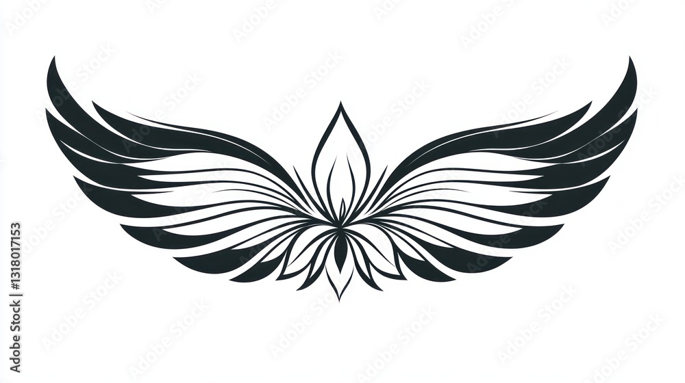 Abstract wings flower design, white background, logo use Abstract wings flower design, white background, logo use