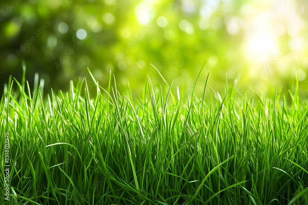 Obraz premium Vibrant Green Grass Under Soft Sunlight in a Lush Natural Environment Blurring into Warm Background with Gentle Focus