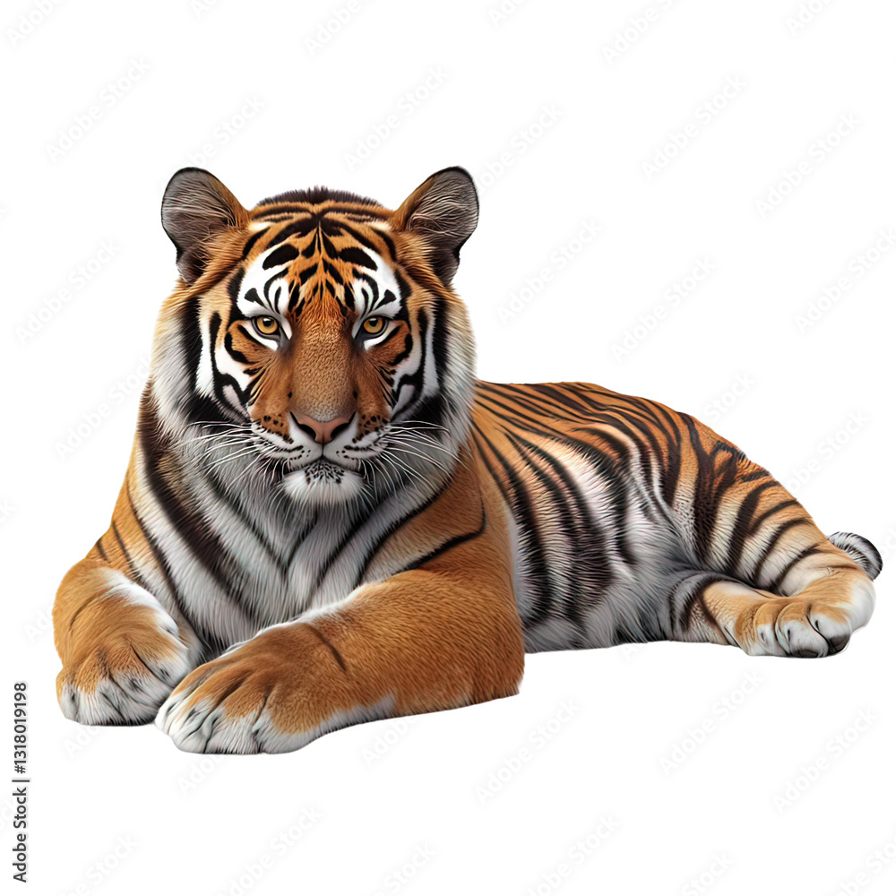 Naklejka premium Tiger is laying down on transparent background