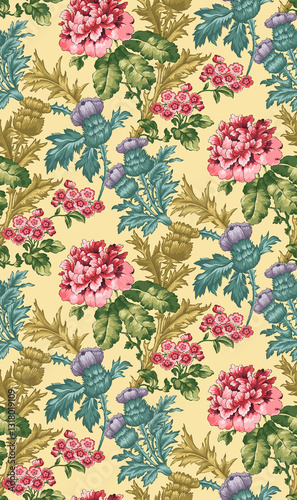 Obraz na płótnie colorful fabric with flowers w salonie