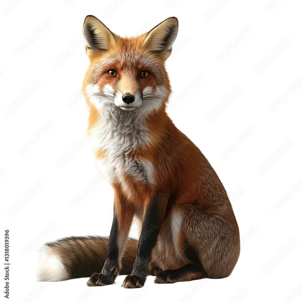 Fototapeta premium Fox is sitting on transparent background