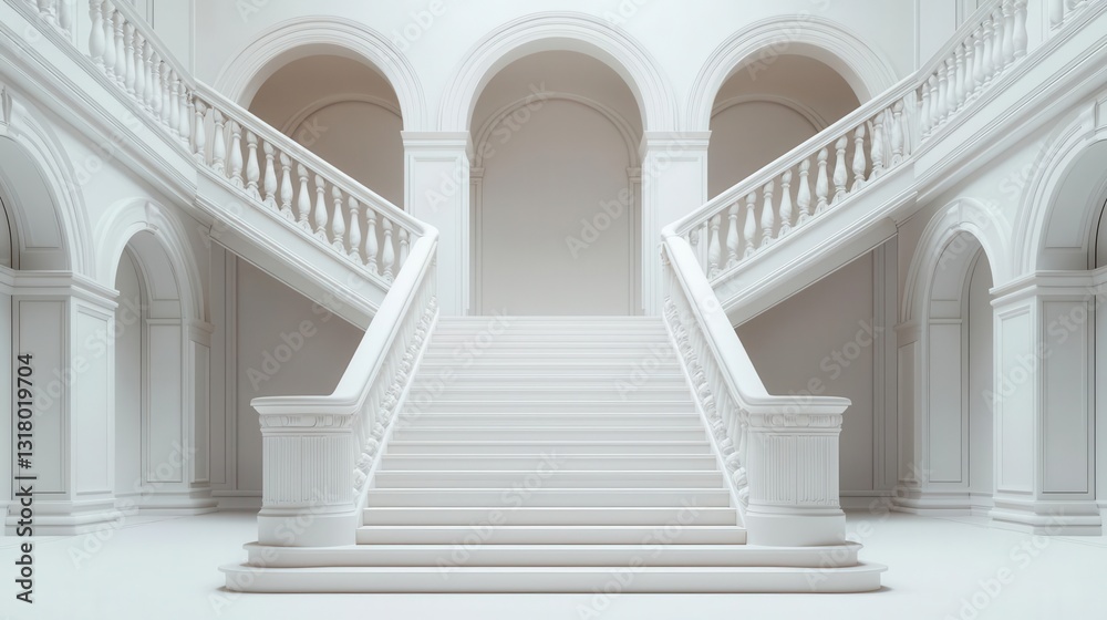 Obraz premium Exploded view of a mansions grand staircase, highlighting intricate architectural details and structural support