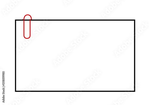 日本語のイラストタイトル「赤いゼムクリップで挟まれたメモのイラスト