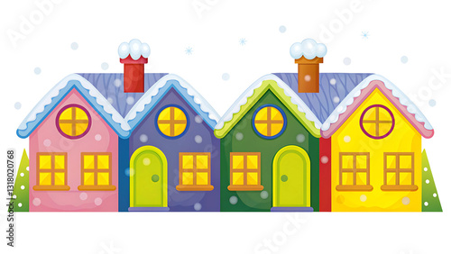 Collection of Cartoon Element Kawaii style City Landscape