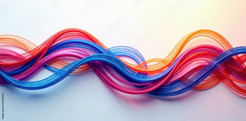 Intertwined, multicolored lines creating an undulating wave backdrop , color, backdrop, optical illusion