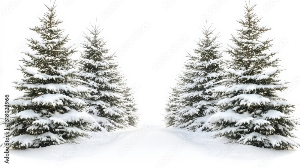 Fototapeta premium Serene Evergreen Trees Lining a Winter Road