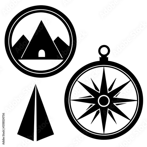 Community Service Camp Icons Set for Volunteer Projects