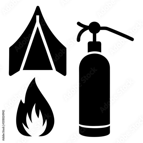 Community Service Camp Icons Set for Volunteer Projects