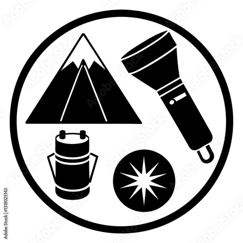 Community Service Camp Icons Set for Volunteer Projects