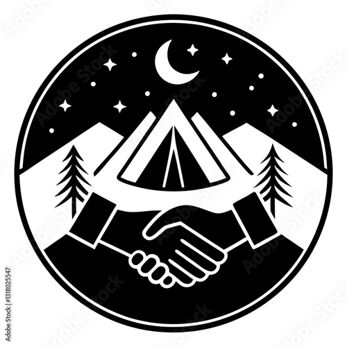 Community Service Camp Icons Set for Volunteer Projects