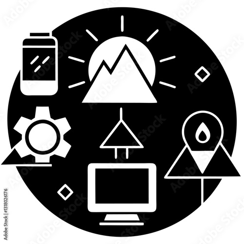 Community Service Camp Icons Set for Volunteer Projects