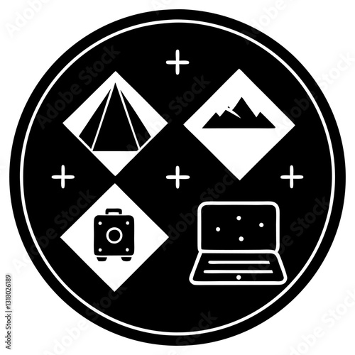 Community Service Camp Icons Set for Volunteer Projects