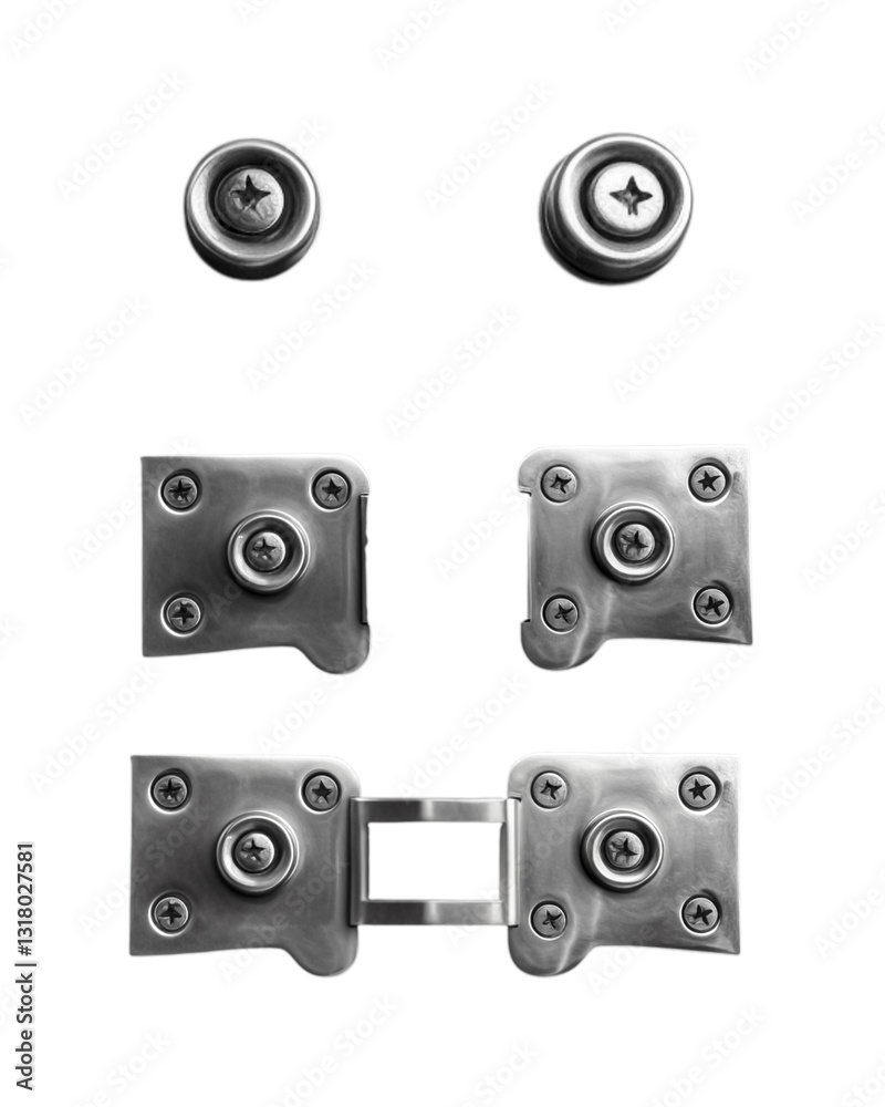 Obraz premium silver metal door hinge pieces isolated transparent background