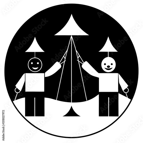 Community Service Camp Icons Set for Volunteer Projects