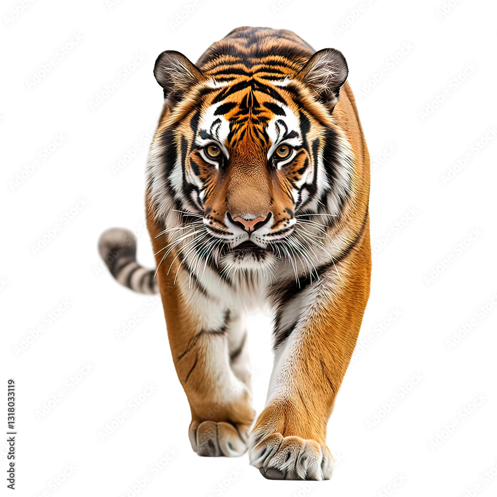 Fototapeta premium Tiger is walking on transparent background