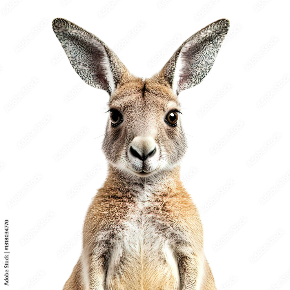 Kangaroo is standing in front of on transparent background