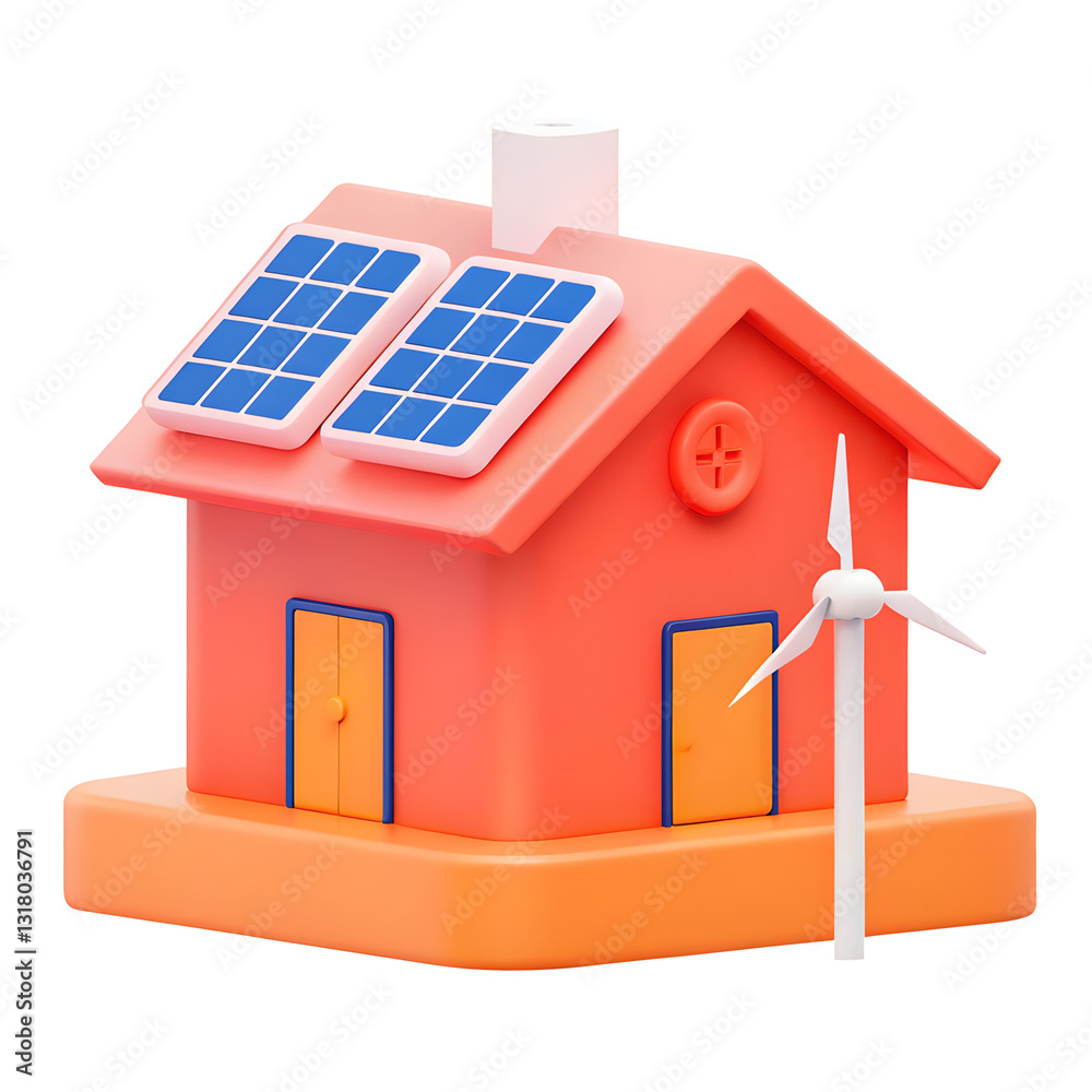 sustainable data centers concept Colorful model of a house featuring solar panels and a wind turbine, symbolizing renewable energy. sustainable data centers concept Colorful model of a house featuring solar panels and a wind turbine, symbolizing renewable energy.