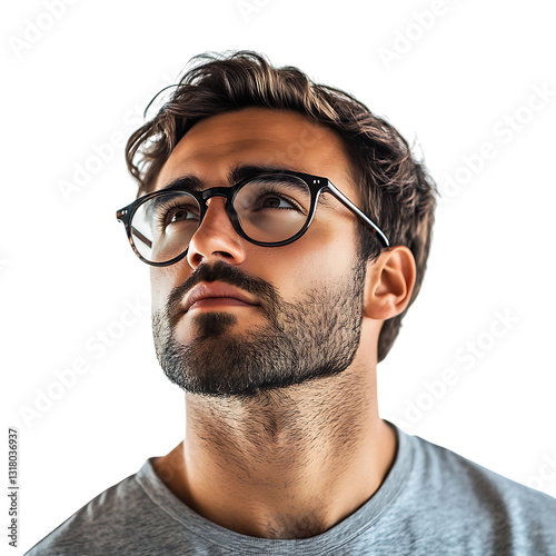 PNG Man with Glasses Against a Transparent Background for Fashion, Portrait, or Professional Design Projects photo