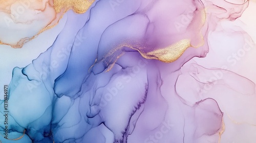 Abstract fluid art with pastel colors and gold accents photo