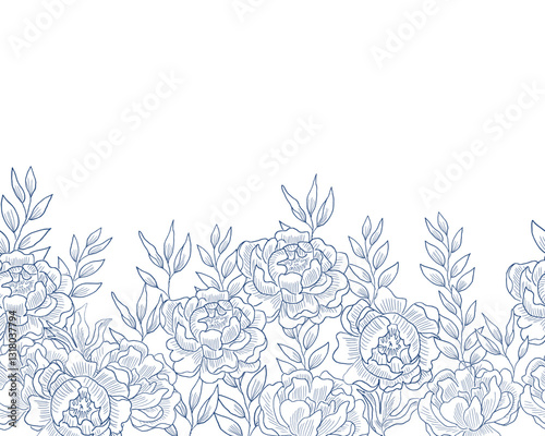 Blue Peony Floral Background