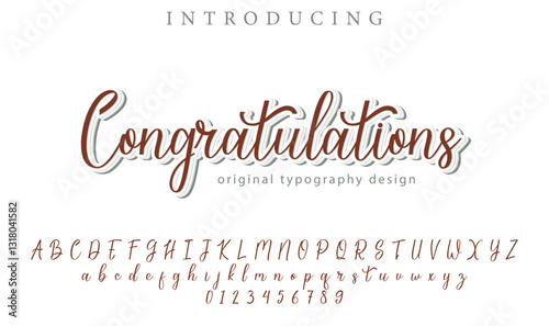 Congratulations Font Stylish brush painted an uppercase vector letters, alphabet, typeface