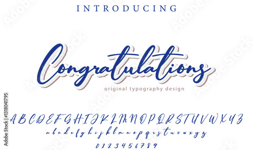 Congratulations Font Stylish brush painted an uppercase vector letters, alphabet, typeface