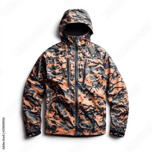 Stylish Orange and Gray Camouflage Jacket for Outdoor Adventure