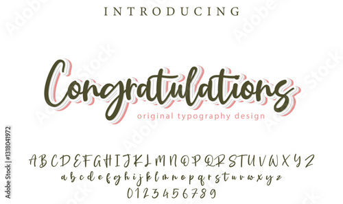 Congratulations Font Stylish brush painted an uppercase vector letters, alphabet, typeface