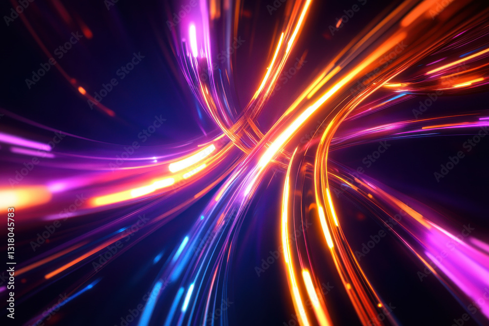 Fototapeta premium Vibrant abstract digital light trails in motion, creating dynamic effect