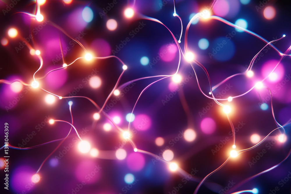 Obraz premium Abstract glowing light paths create interconnected network of colors